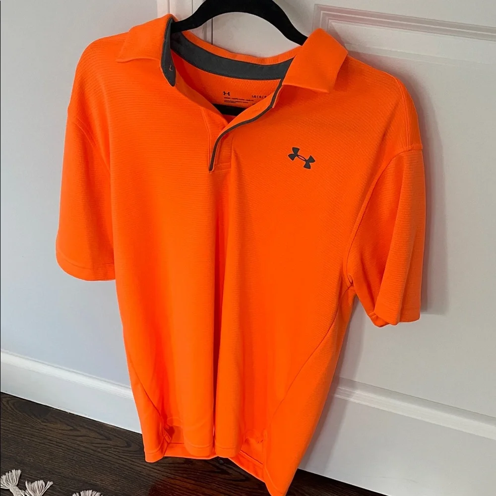 Under Armour Golf Men’s Bright Orange Polo - Picture 1 of 4